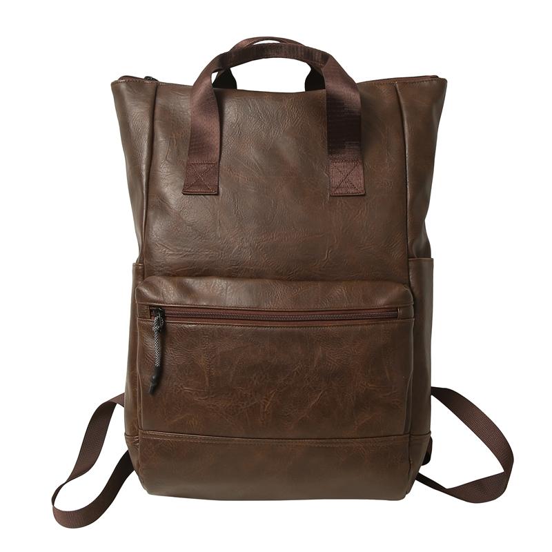 PU Backpack Men's Laptop Backpack Student Travel Commuter Bag