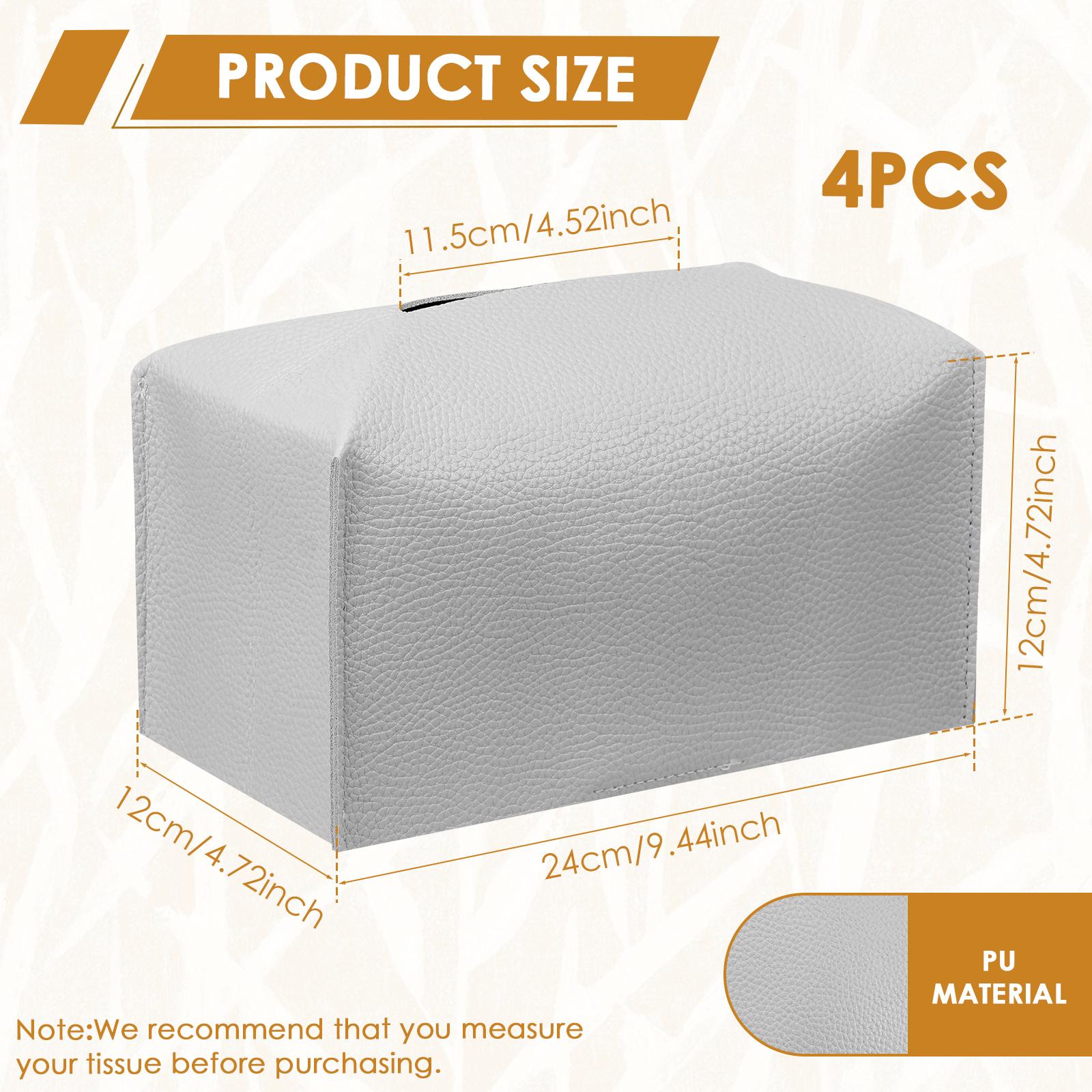 

4Pcs Foldable Tissue Box Cover Portable Rectangular Tissue Box Holder with Bottom Belt Facial Tissue Box Cover for Home Office