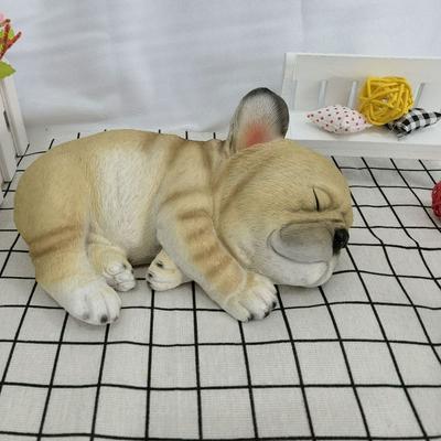 Cute Bulldog Puppy Statues Resin Craft Simulation Animal Sculptures  Courtyard