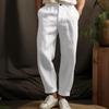 Heren Broek Middelhoge Taille Knop Rits Sluiting Casual Broek met Zakken Effen Kleur Losse Pasvorm Lichtgewicht Ademende Broek