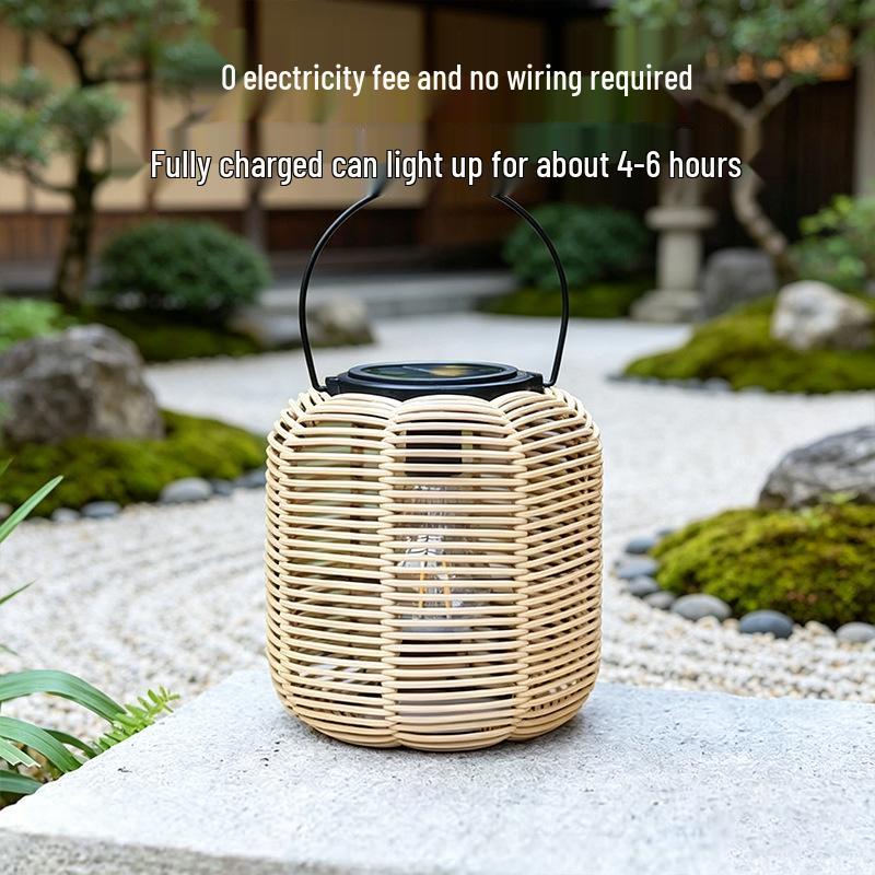 Outdoor Waterproof Solar Bamboo-Style Lantern: Chinese-Inspired Patio and Garden Decoration