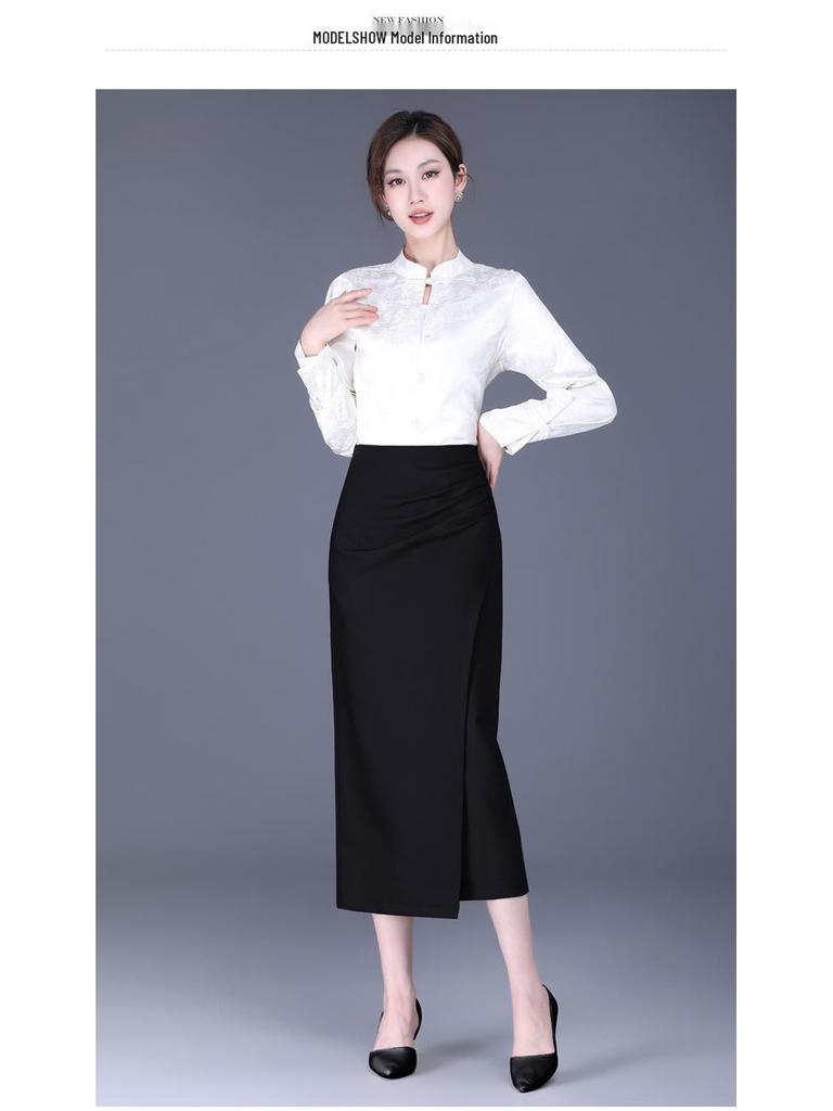 Women's Irregular Slit Pencil Skirt for Spring & Autumn – New Style Professional Straight Skirt