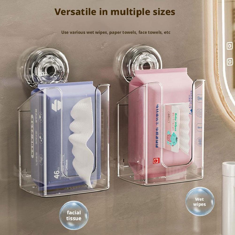 1PC Stable Suction Cup Toilet Paper Holder Removable Mounted PET Waterproof Tissue Wipe Wall Ho V9N4