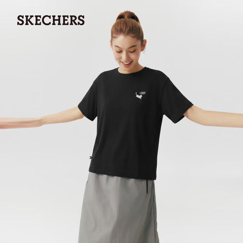 Skechers Women s Slim-Fit Knit Short Sleeve T-Shirt L226W017 XL 100