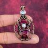 Evil Eye Faceted Kashmir Ruby Pendant Copper Wire Wrapped Gemstone Jewelry