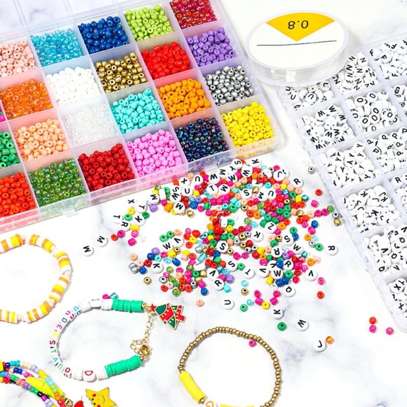 White and Black Bracelet Beads Set Creative Crafts Supplies Acrylic Flat Round Cartoon Letter Beads for Crafting