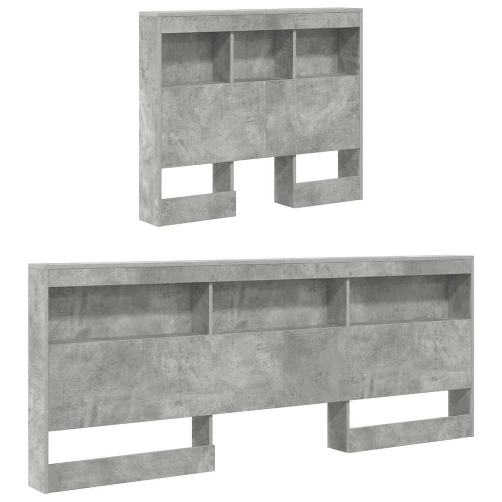 Storage Headboard with Shelf Concrete Grey 90 cm Particleboard