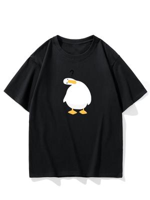 Funny Confused Duck Graphic TShirt Humorous Question Mark Animal Tee Kawaii Summer Short Sleeve Top Unisex Casual Loose Shirt