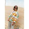 Women's Autumn and Winter Printed Lapel Warm Jacket Temperament Loose Buttonless Outerwear