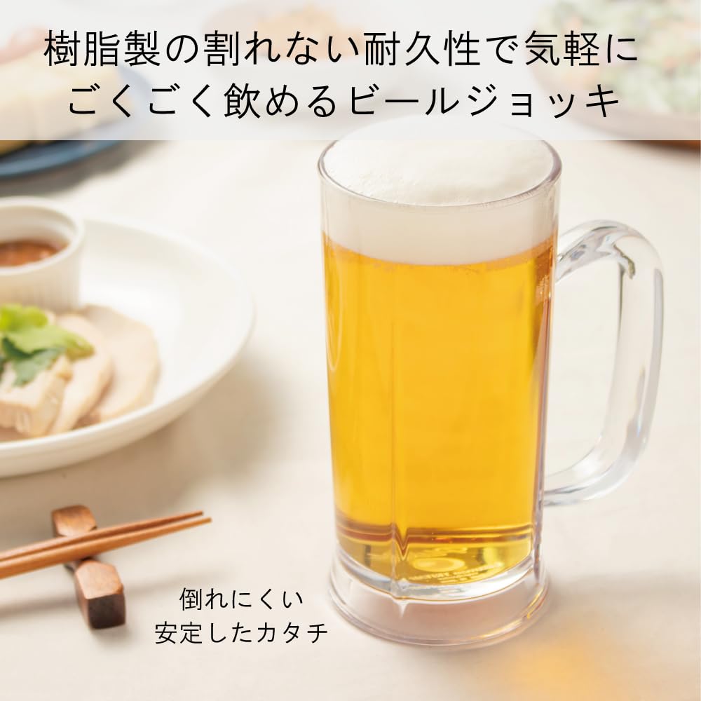 IJ Unbreakable Beer Mug, 400ml, Dishwasher Safe, Made in Japan, Perfect for Home Parties, Restaurants, Cafes, and Outdoors. Stylish Clear Plastic