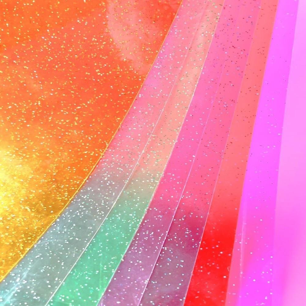 Flexible Transparent Vinyl Fabric Glitter Faux Synthetic Leather  Phone Covers
