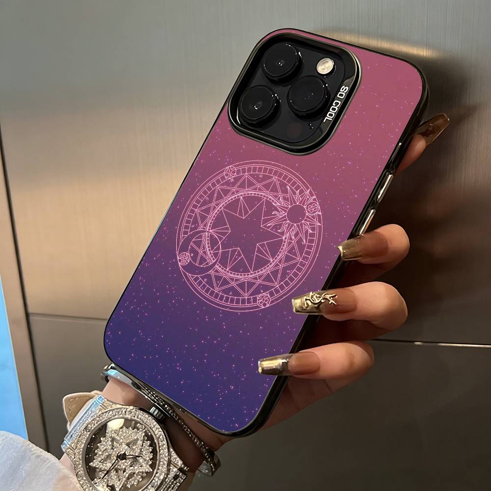 Anime cards-girl-sakura Phone Case For iPhone 17,16,15,14,13,12,11 Plus Pro Max Colored Silver Phone Case