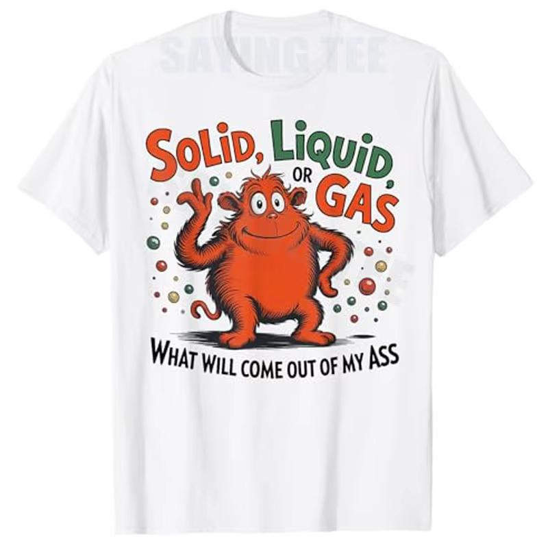 2026Solid Liquid or Gas Funny Cat Physics ScienceT-Shirt Y2kCute Cats AreLiquid Graphic SarcasticJoke Saying Tee Novelty Apparel XL