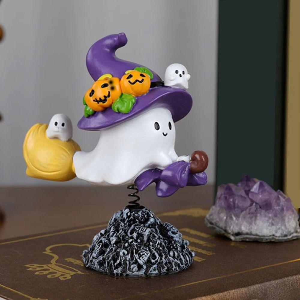 Resin Halloween Ghost Statue Cartoon Ghost Figurine Ornament Funny Ghost Art Sculpture  Bedroom