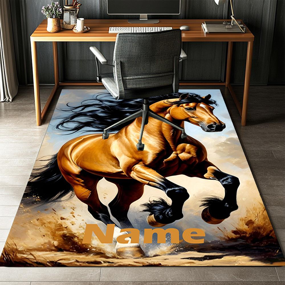 Custom Name Horse Printed Carpet,Rug for Office Chair Living Room Bedroom Kitchen Room Decor Gifts.