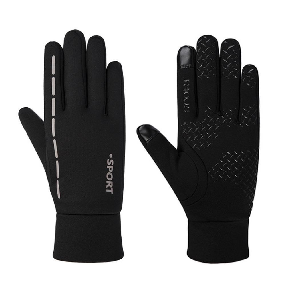 Reflective Strip Thermal Gloves Women and Men Winter Full Finger Climbing Mountain Riding Outdoor Sports Bicycle Velvet Gloves