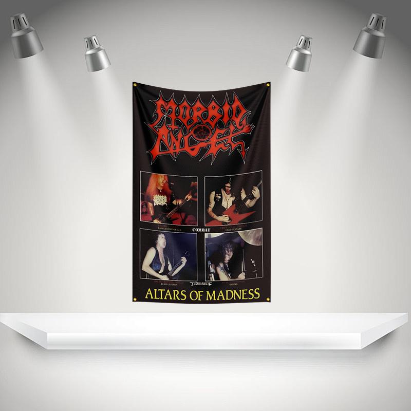 M-Morbids Angel Flag Rock Music Band Banner HD Printing Tapestry Exhibition, Music Band Fans, Garage Decor