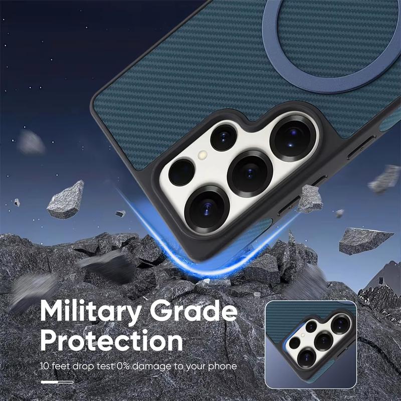 Carbon Fiber Magnetic Case For Samsung Galaxy S26 S25 S24 S23 Ultra Plus for Magsafe Wireless Charging Shockproof Frosted Cover