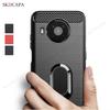 Brushed Carbon Fiber Shockproof Phone Case for Nokia X10 X20 G10 G20 5.4 3.4 2.4 1.3 8.3 5G Magnetic Ring Stand Soft Silicone Phone Protective Cover