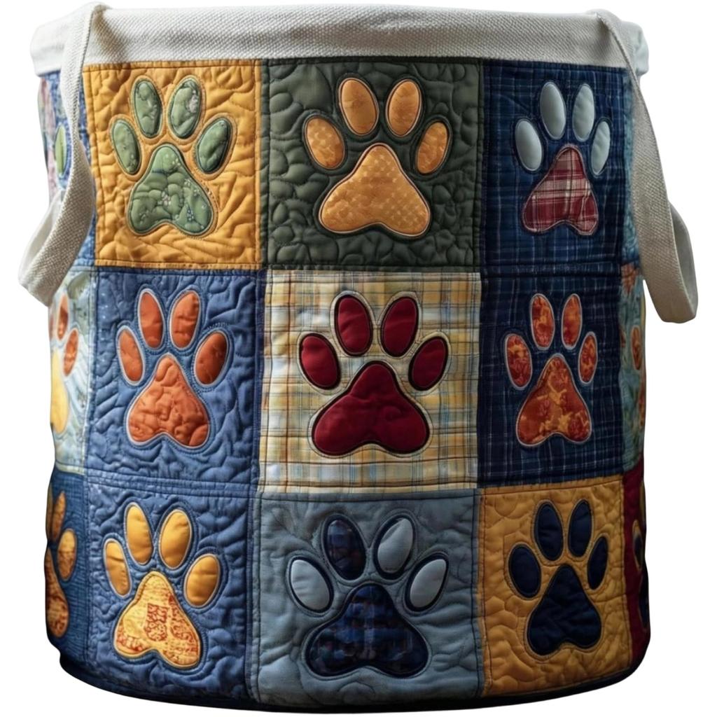 Large Quilted Laundry Storage Basket 51x71cm Durable Fabric Organizer with Handles for Clothes Toys and Household Items
