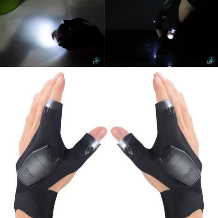 JL03126-Gants de pêche à LED en plein air Gants de sport lumineux Gants de lampe de poche à LED de nuit pour la pêche à vélo Campi