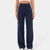 New Women High Waist Casual Straight Pants with Pockets European American Fashion Elastic Waist Button