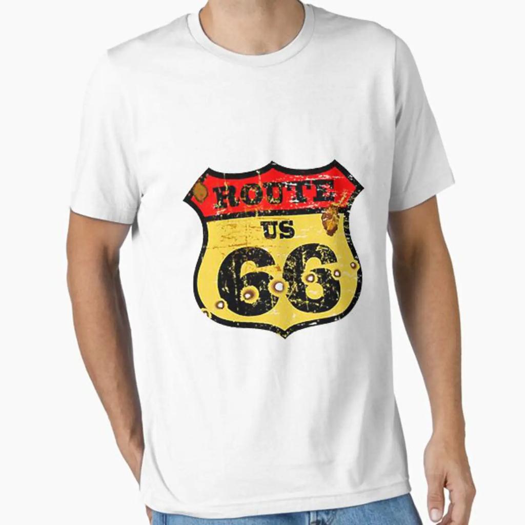 Route 66 Designed And Sold By Cordmarcos Vintage Breathable Comfortable Slightly Graphic Top For Everyday Wear Homme