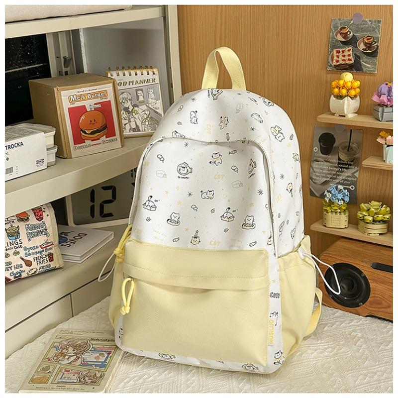 Korean version ins cute cartoon cat backpack female large capacity cute graffiti student schoolbag sweet versatile backpack