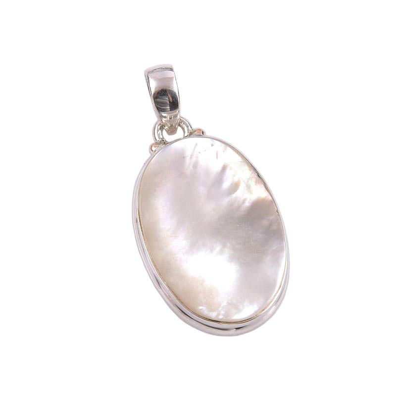Natural Mother Of Pearl Gemstone Handmade 925 Solid Silver Pendant 1.75" Q0T20