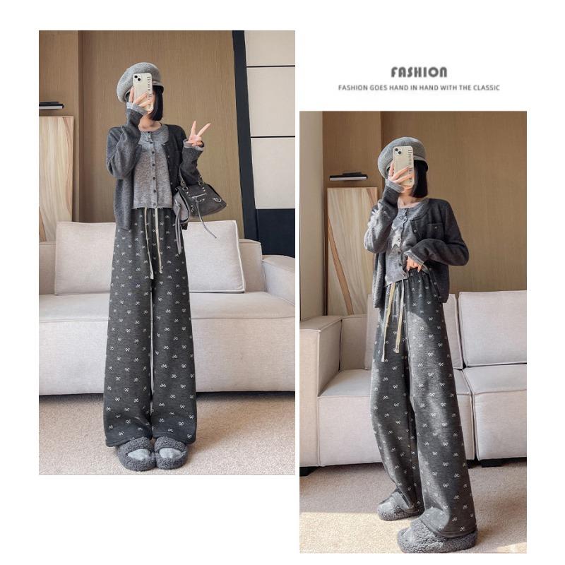 Winter Fleece Thickened High Waist Wide Leg Pants Straight Pants Yamamoto Pants Wide Leg Pants
