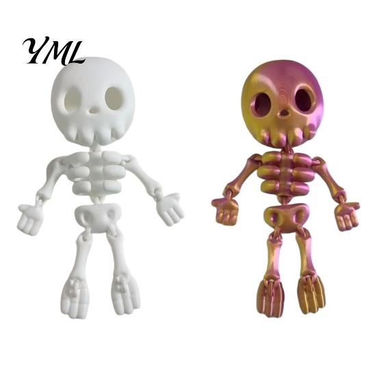 Skull Ornaments Set 3D Printed Cute Skeleton Figurine, Articulated Halloween Decor, Posable Jointed Figurines Ornament with Movable Joints for Desktop