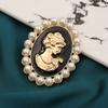 Victorian Style Alloy Cameo Brooch With Crystal Rhinestones Pearls Women Fashion Jewelry Decorative Lapel Accessory
