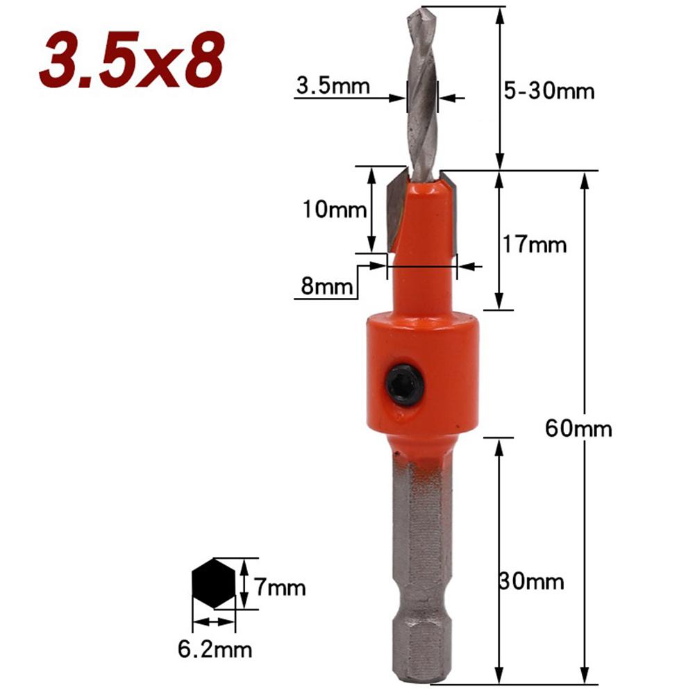 8 Sizes Countersink Drill Bit Set Carpentry Tools Countersunk Counter Sink Bit For Woodworking Hex Shank Wood Counterbore Drill