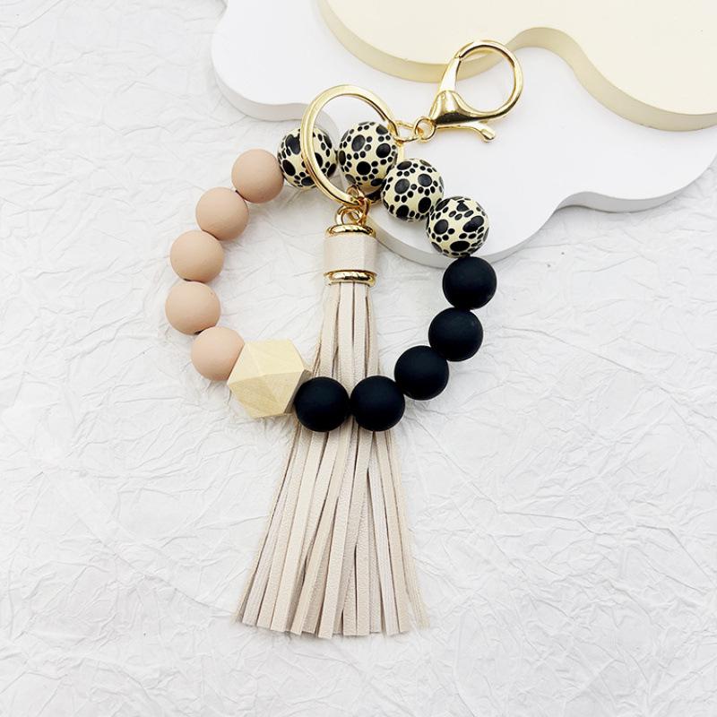 Silicone Tassel Beaded Bag Charms and Keychain Bracelets