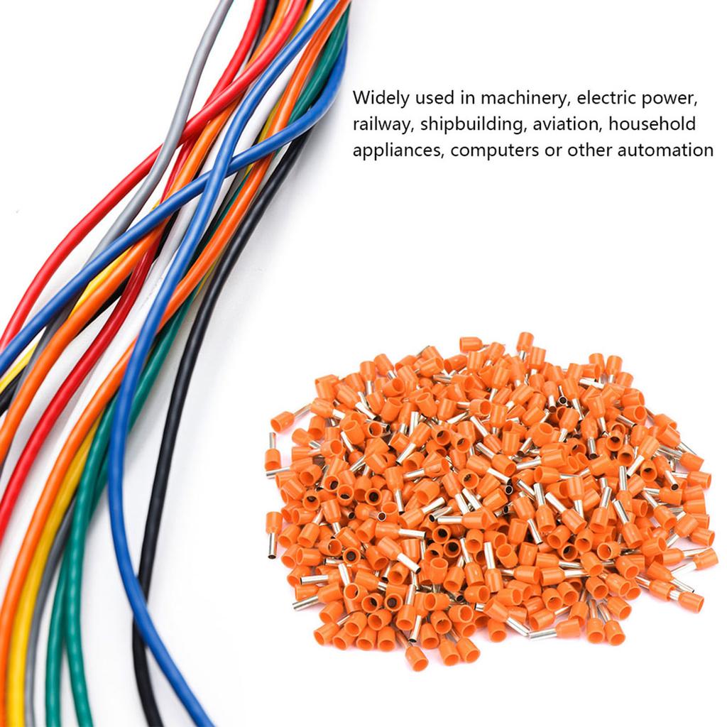 500pcsset E2508 Cold Pressed Terminal Tubes Insulated Terminals Cable Connector(orange)