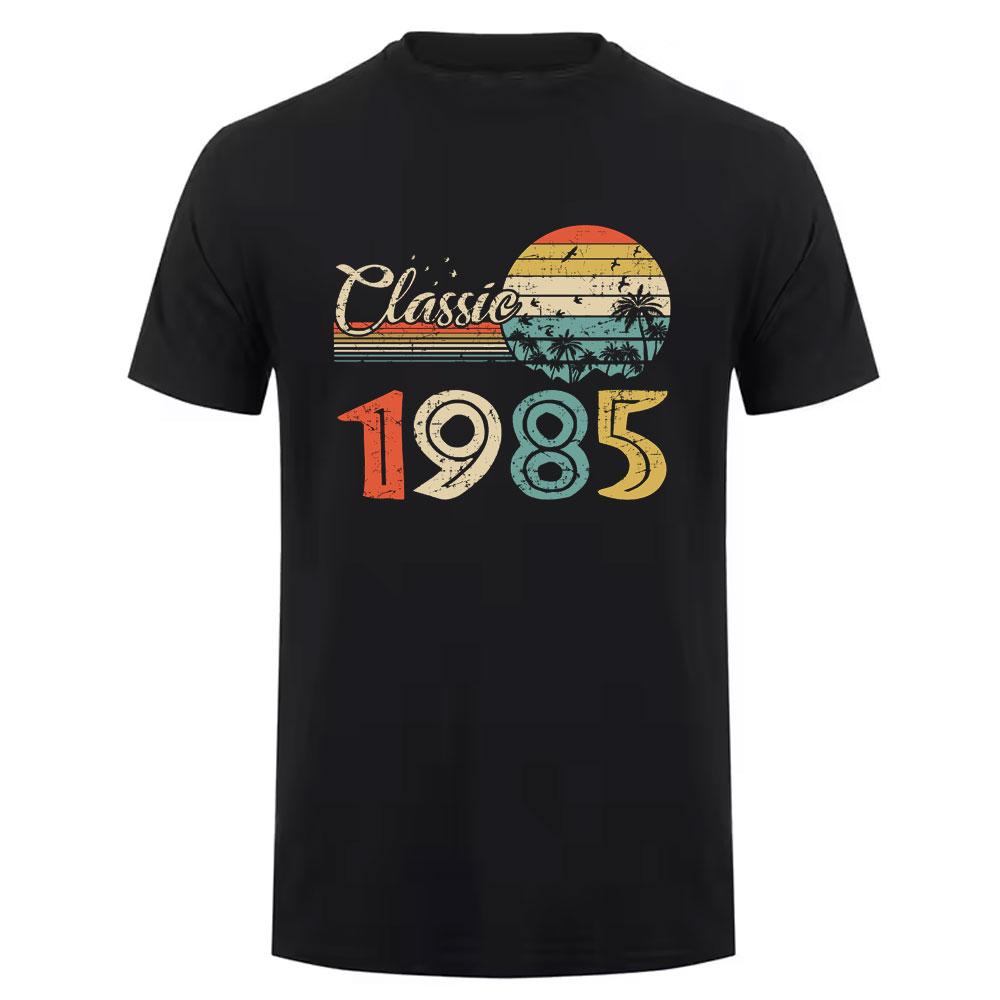 1985 Year Vintage Cotton T Shirt Retro 80s Style Short Sleeve Retro Tee Unisex Classic Design for Men Women 40th Birthday