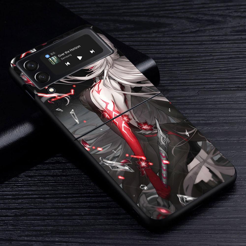 Raiden Bosenmori Mei Case for Samsung Galaxy Z Flip4 Flip3 5G PC Hard Phone Shell Z Flip 4 3 Black Coque Zflip4 Zflip3 Cover