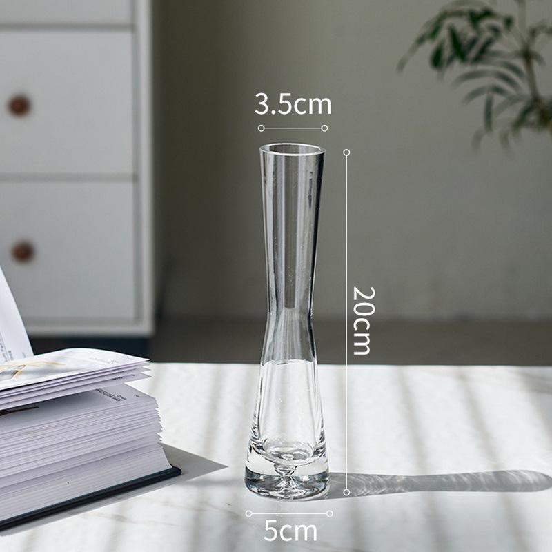 Transparent Slim Glass Vase for Living Room Decoration