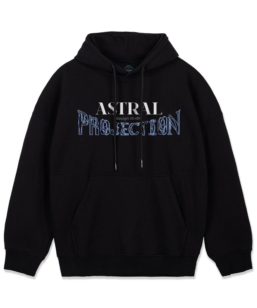 Arch Logo Oversized Wide Shoulder Hoodie_Black