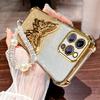 Lanyard Plating Butterfly Holder Silicone Case For Iphone 16 11 12 13 17 14 15 Pro Max 7 8 Plus Mini Shockproof Stand Back Cover