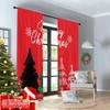 2pcs 2D Flat Printing Merry Christmas Popular Window Curtains Merry Christmas Trees Buffalo Plaid 100% Polyester Fabric Without