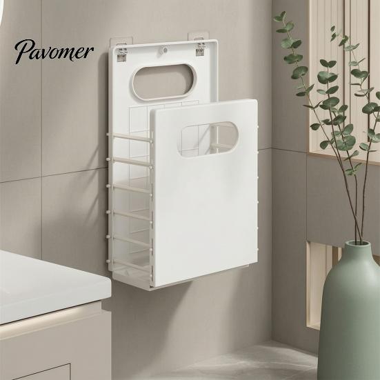 Durable Plastic Laundry Hamper Wall Mounted Hamper, Breathable Large Capacity Container, Foldable Apartment Organization Supplies Space Saving Storage