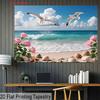 Toile de fond pour photographie de plage tropicale 2D Vague de l'océan Mouette Rose Rose Arrière-plan