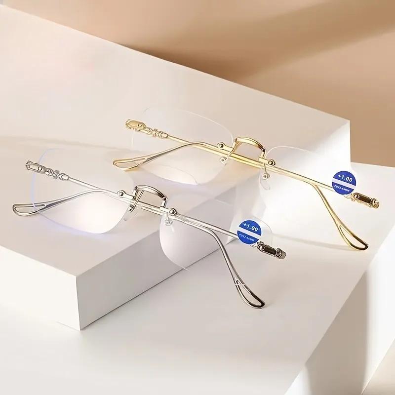 6PCS New Men'S Fashion Rimless Presbyopia Glasses Women'S Fashion Hd Reading Glasses Anti Blue Light Reading Glasses