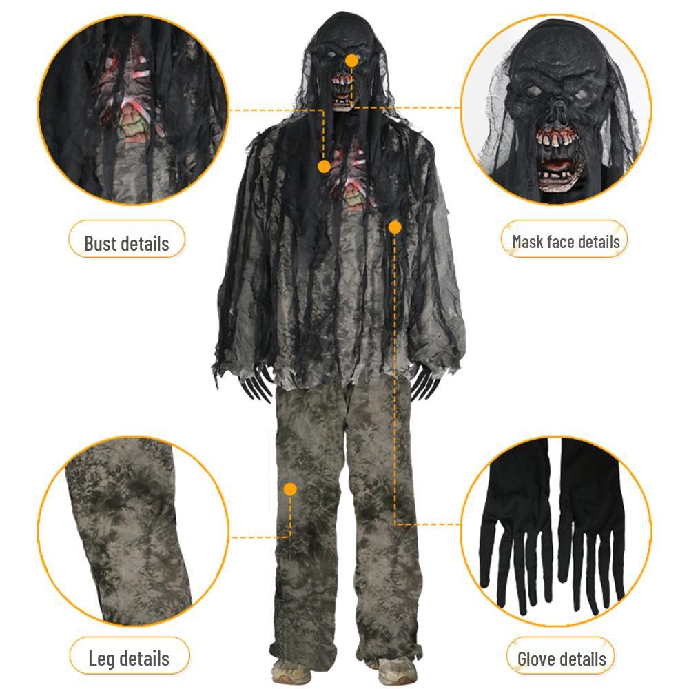 Burnt Zombie Costume Set: Halloween Masquerade Party and Haunted House Props