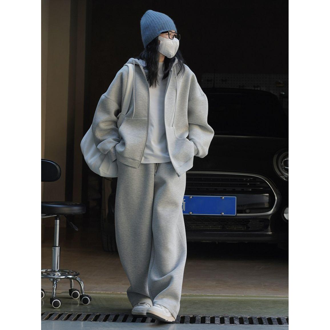 

Однотонный кардиган с капюшоном, толстовка для женщин, застежка-молния с длинным рукавом, свободные куртки, осень