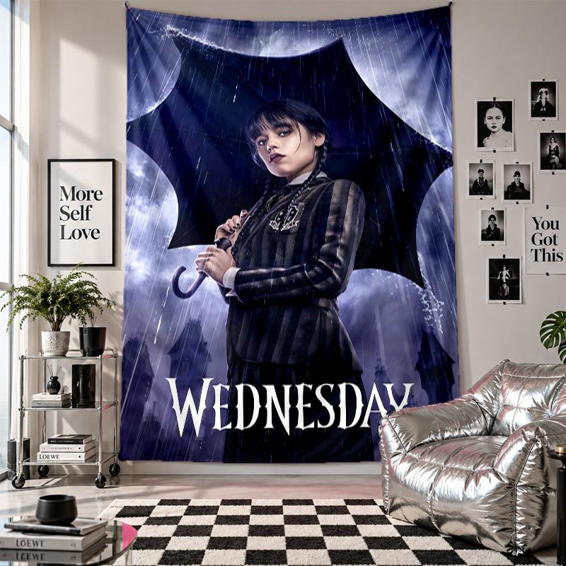 Wall TapestryWednesday Addams Art Hanging Cloth Decorative Background Cover for Room Decoration
