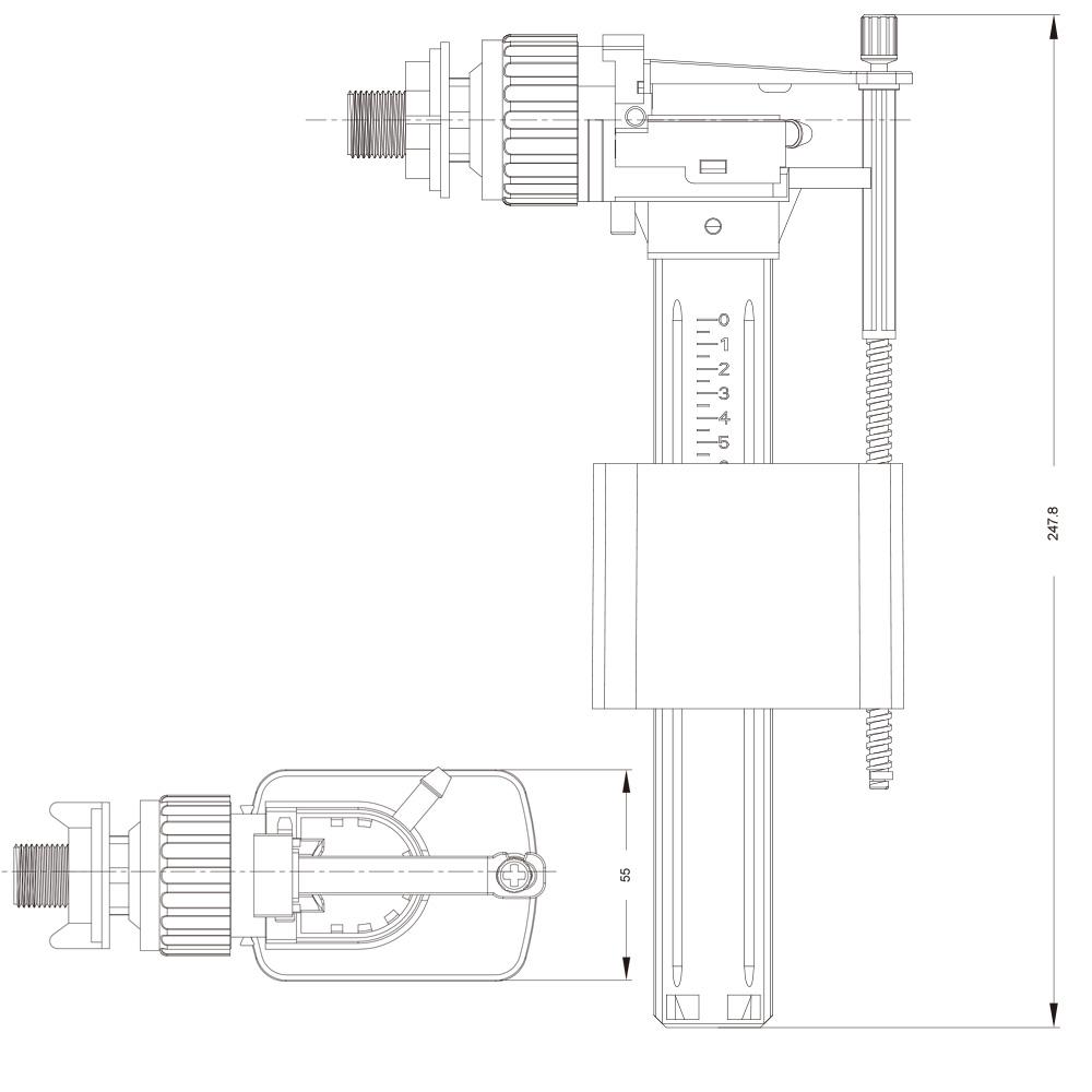 NUCA Side Fill Europe CE Toilets Universal Water Saving Toilet Float Valve for Wc