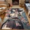 Tattooed Samurai-Inspired Anime Girl Art Patterned Carpet, Non Slip Mat Suitable for Living Room and Bedroom Sofas