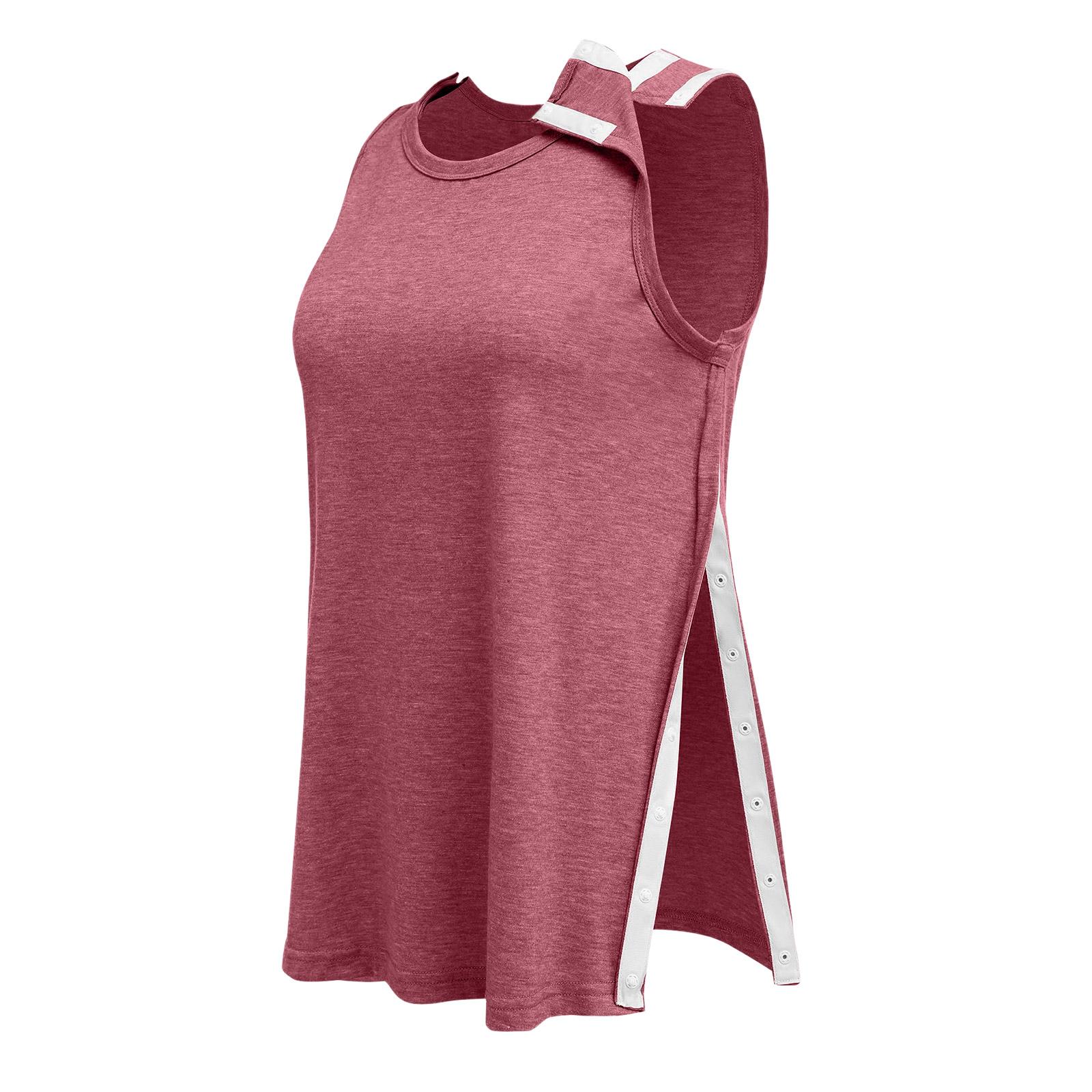 

Women s Shoulder -specific Shirt, With Tear-away Buttons, Unique Cuff Design, Color Sleeveless Top. XL Кіновар